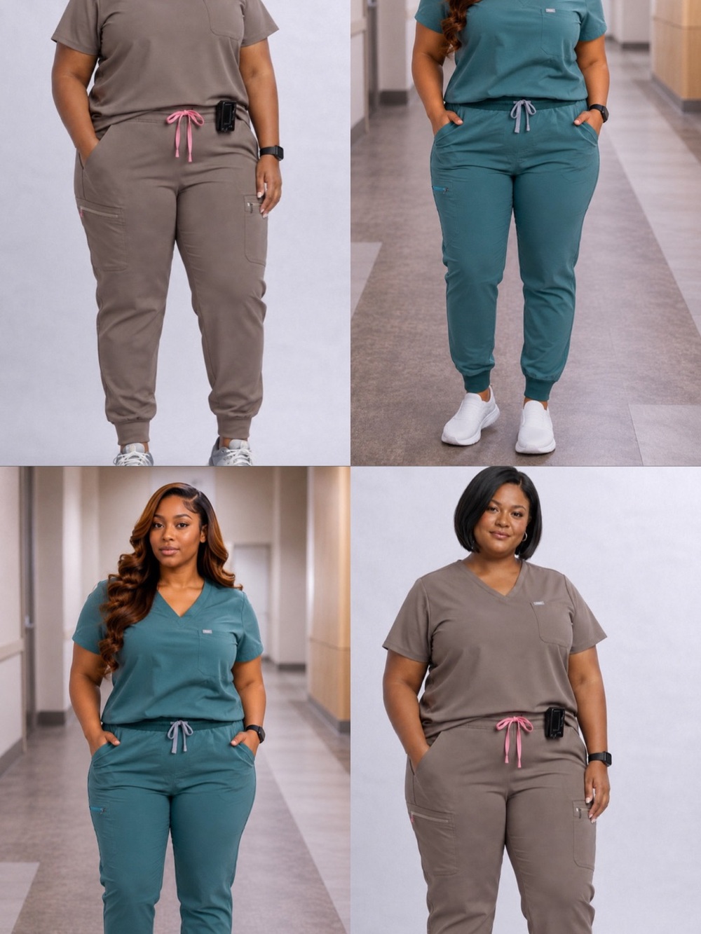 200 Pieces FIGS Scrubs Set Wholesale | Smokey Taupe & Teal | 3XL-4XL